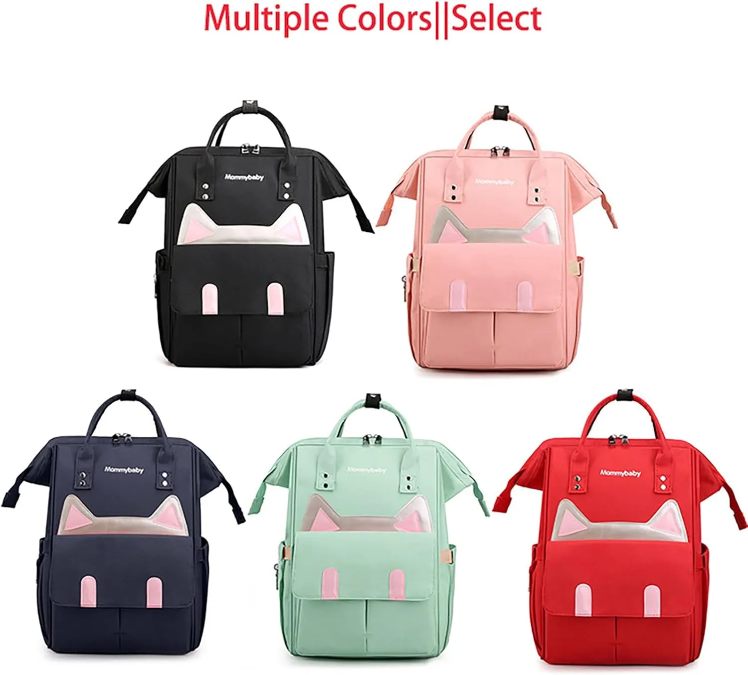 Womens Diaper Changing Backpack Nurse Backpack Waterproof Multi Function Travel Diaper Bag with Insulated Pockets (Red)