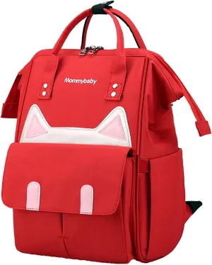 Womens Diaper Changing Backpack Nurse Backpack Waterproof Multi Function Travel Diaper Bag with Insulated Pockets (Red)
