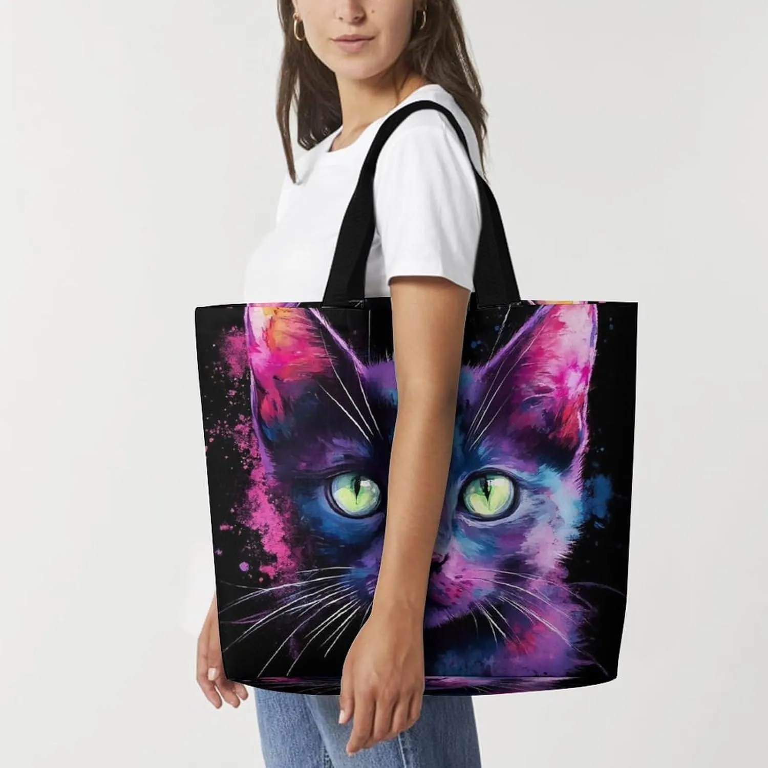Womens Grocery Bag, Large Capacity Tote Bags Portable Reusable Shopping Shoulder Bag