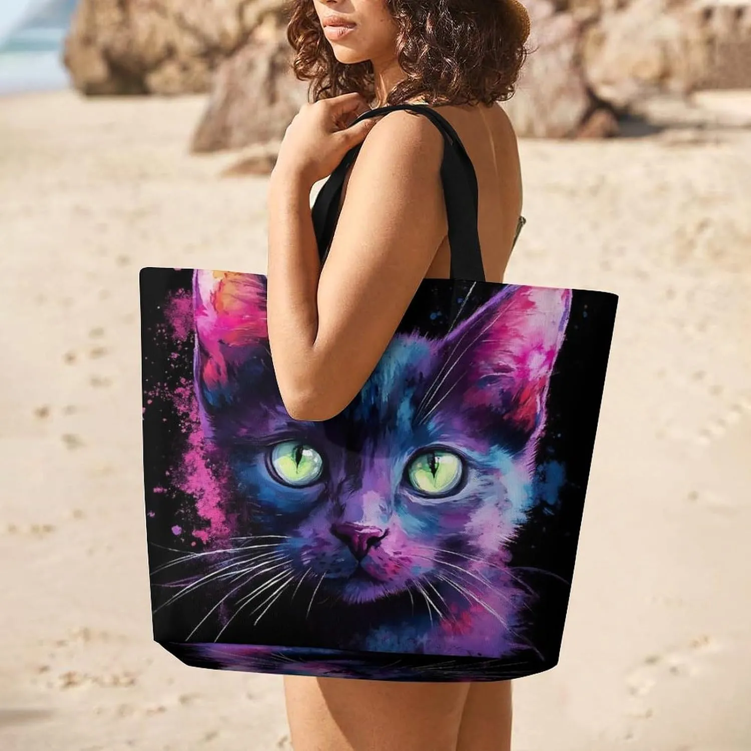 Womens Grocery Bag, Large Capacity Tote Bags Portable Reusable Shopping Shoulder Bag