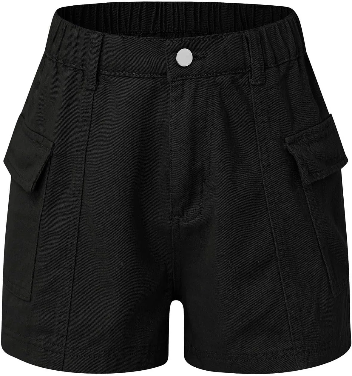 Womens Hiking Cargo Shorts Elastic High Waist Summer Shorts Stretchy Casual Pull On Workout Gym Short Pants w/Pockets