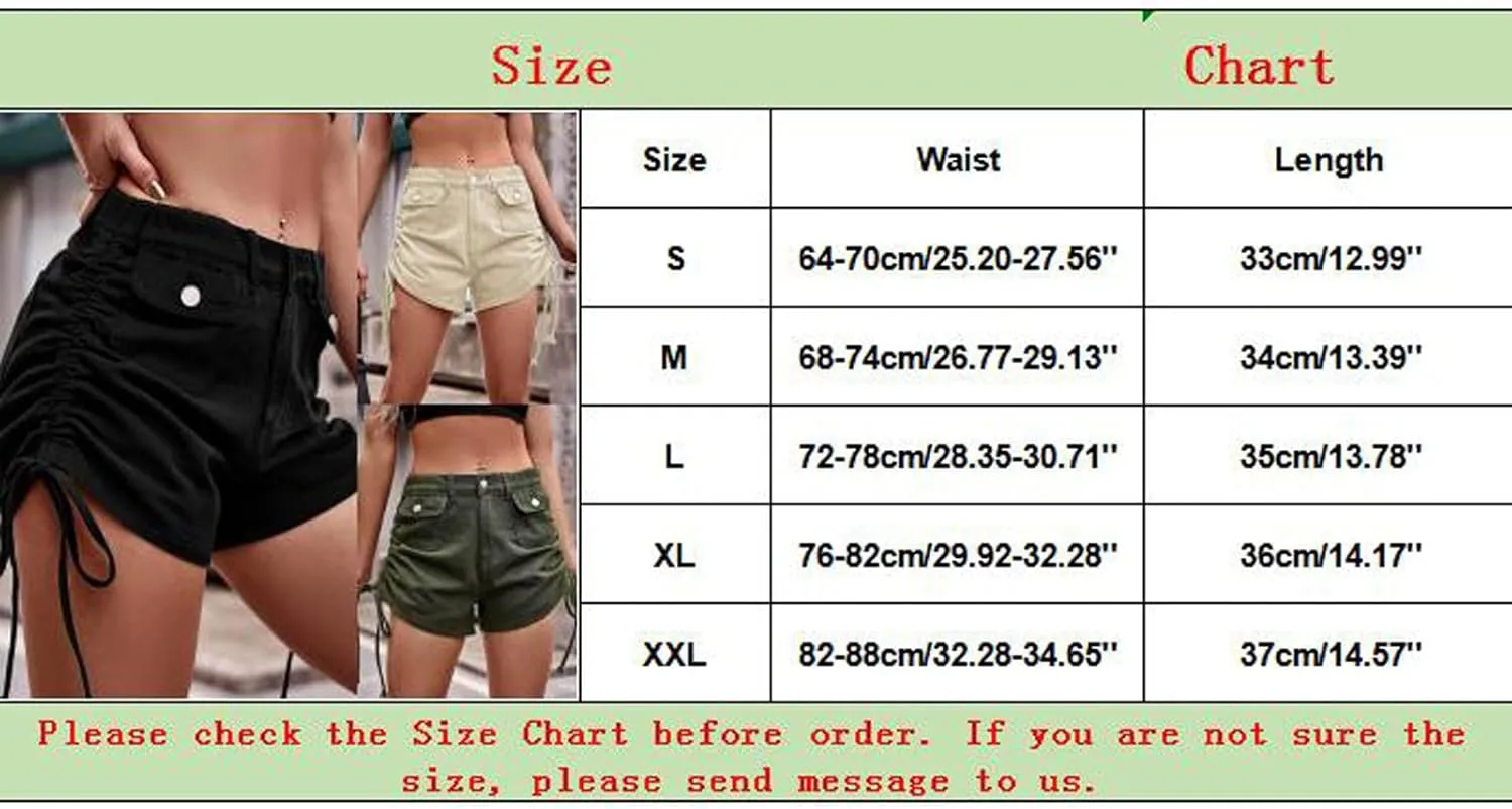 Womens Hiking Cargo Shorts Elastic High Waist Summer Shorts Stretchy Casual Pull On Workout Gym Short Pants w/Pockets