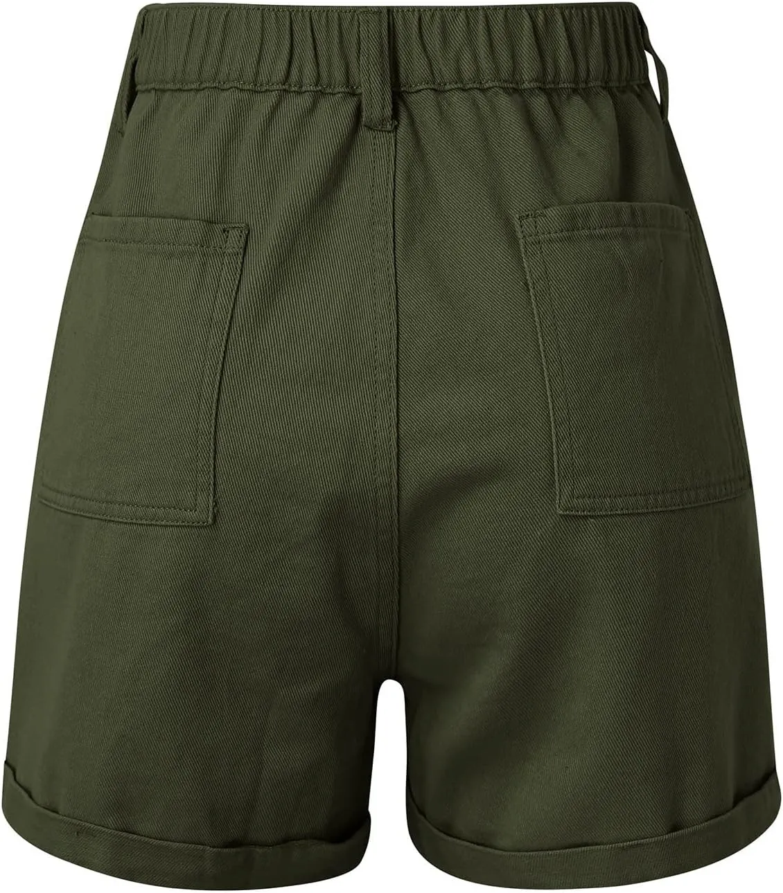 Womens Hiking Cargo Shorts Elastic High Waist Summer Shorts Stretchy Casual Pull On Workout Gym Short Pants w/Pockets
