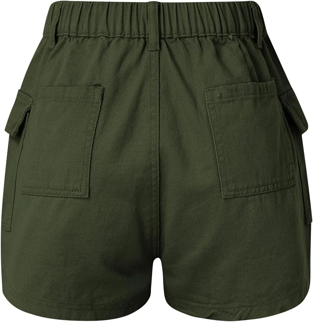 Womens Hiking Cargo Shorts Elastic High Waist Summer Shorts Stretchy Casual Pull On Workout Gym Short Pants w/Pockets
