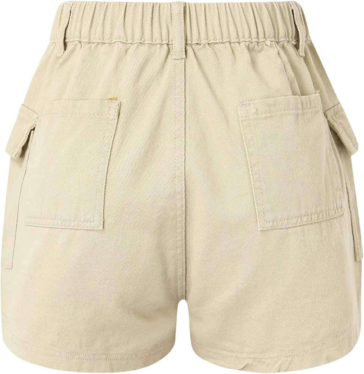 Womens Hiking Cargo Shorts Elastic High Waist Summer Shorts Stretchy Casual Pull On Workout Gym Short Pants w/Pockets