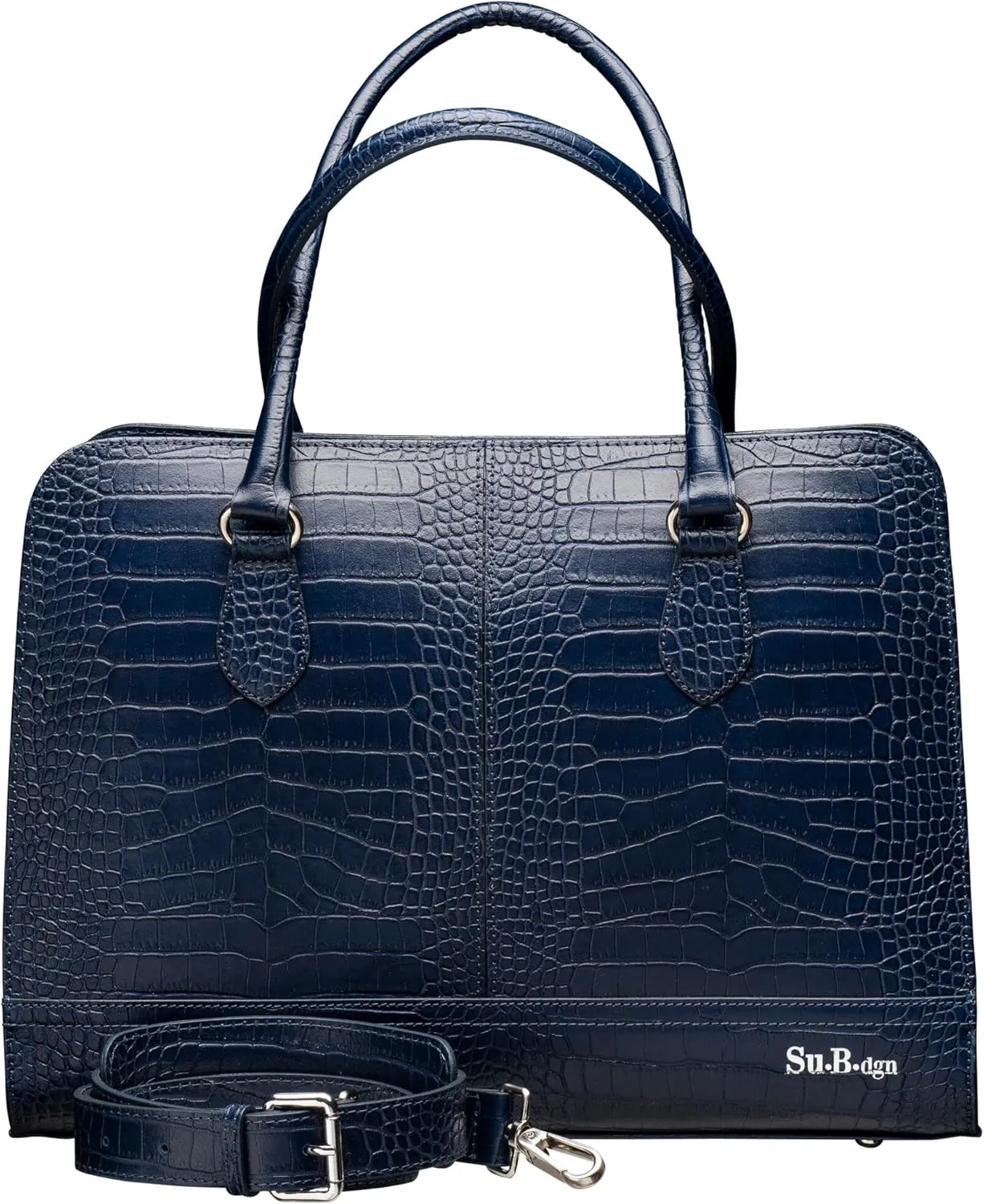 Women’s Laptop Bag – 15.6" Modern Briefcase, Croco Print Leather, Dutch Design, Made in Italy