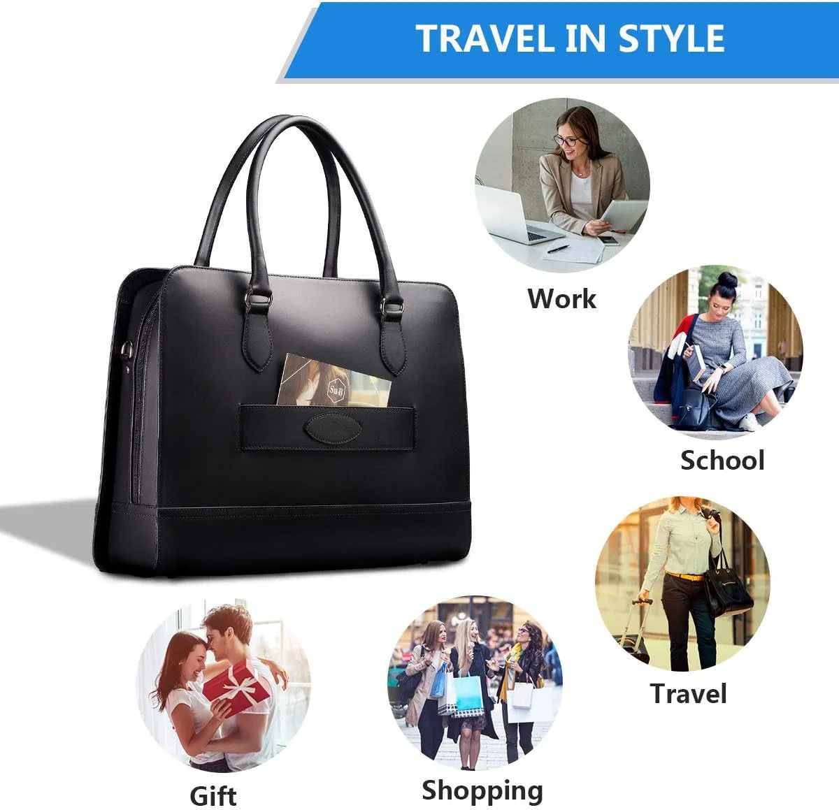 Women’s Laptop Bag – 15.6" Modern Briefcase, Croco Print Leather, Dutch Design, Made in Italy