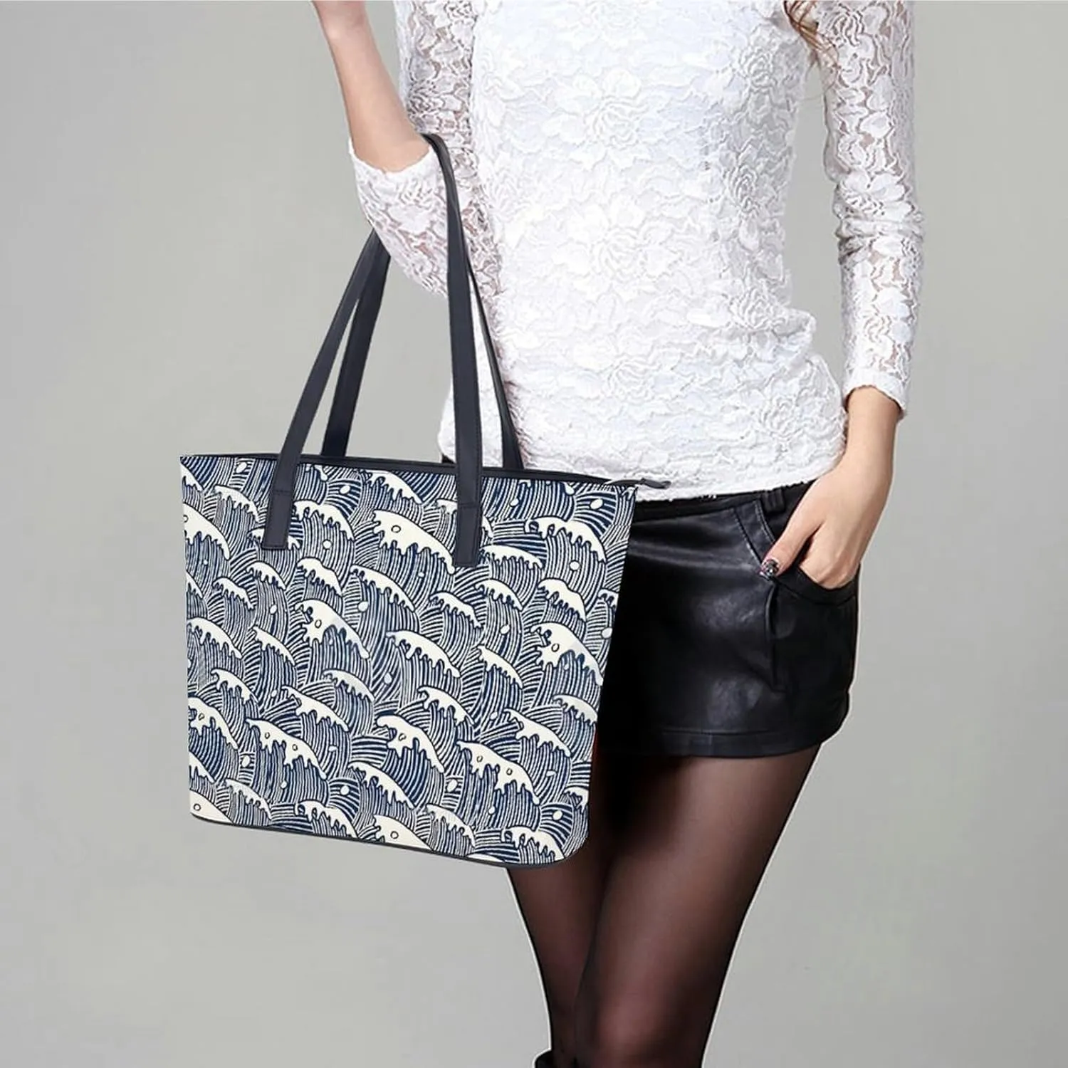 Women's Leather Tote Bag Fashion Handbag for Work Travel Shopping Daily Use Large Capacity Shoulder Purse