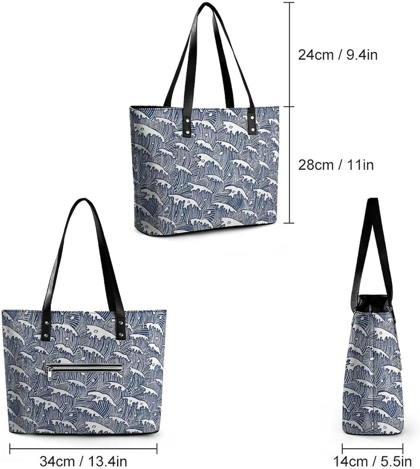 Women's Leather Tote Bag Fashion Handbag for Work Travel Shopping Daily Use Large Capacity Shoulder Purse