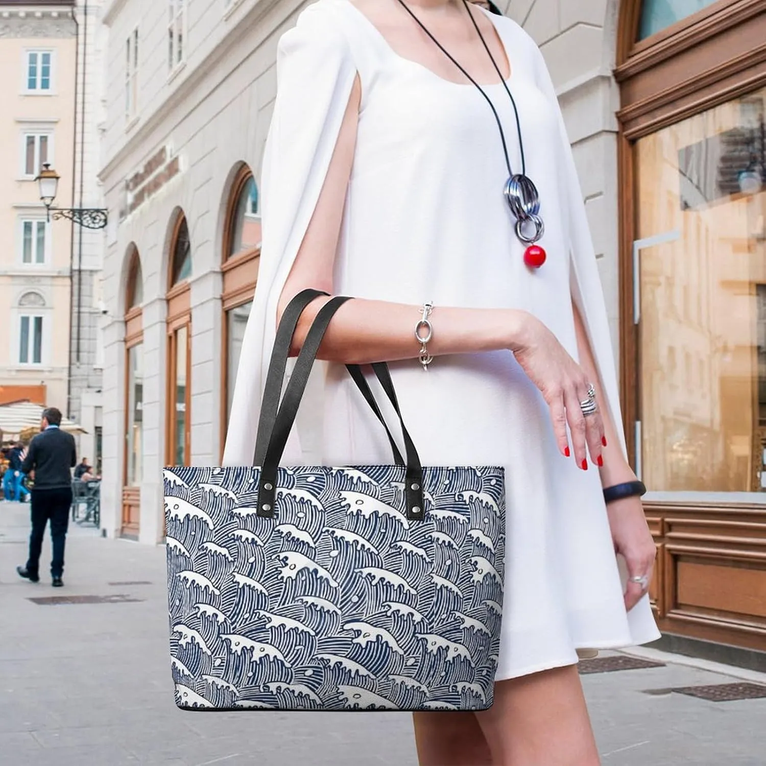 Women's Leather Tote Bag Fashion Handbag for Work Travel Shopping Daily Use Large Capacity Shoulder Purse