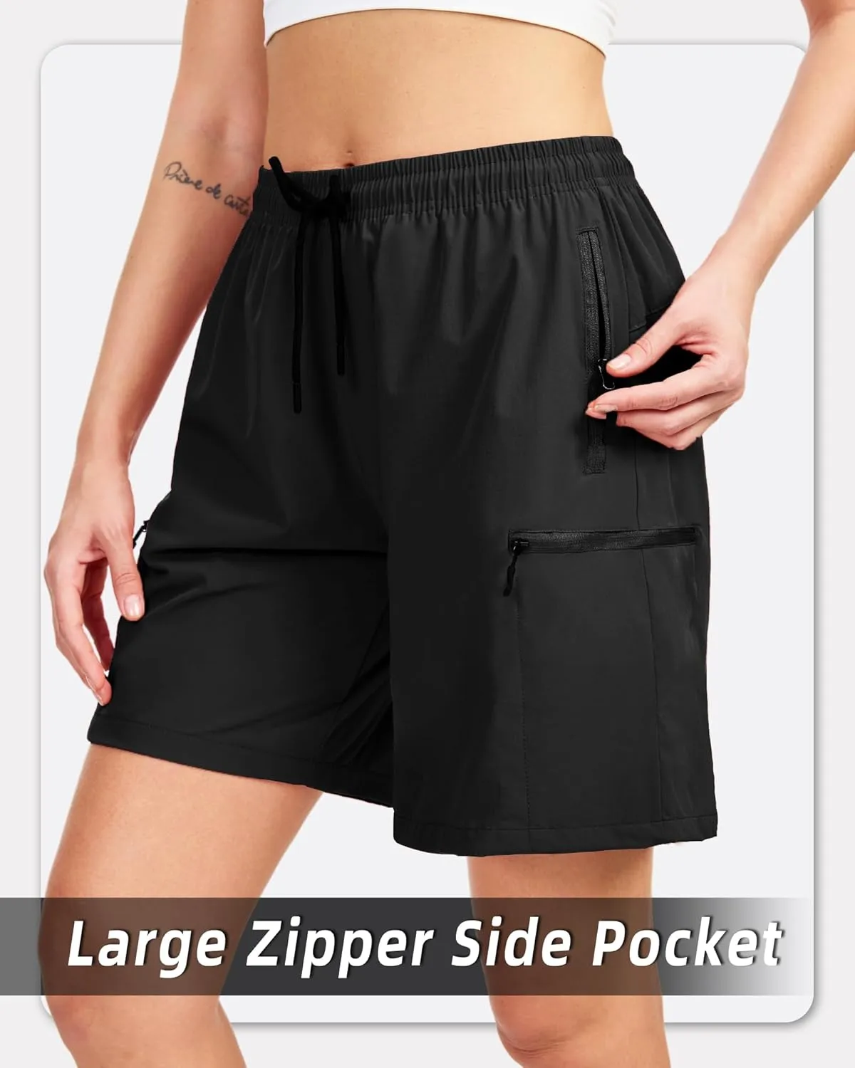 Women's Lightweight Hiking Cargo Shorts Quick Dry Athletic Shorts for Camping Travel Golf with Zipper Pockets