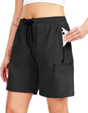 Women's Lightweight Hiking Cargo Shorts Quick Dry Athletic Shorts for Camping Travel Golf with Zipper Pockets
