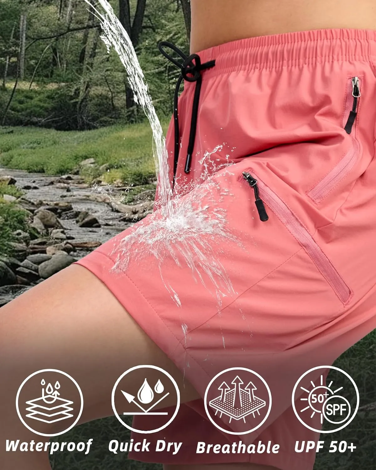 Women's Lightweight Hiking Cargo Shorts Quick Dry Athletic Shorts for Camping Travel Golf with Zipper Pockets