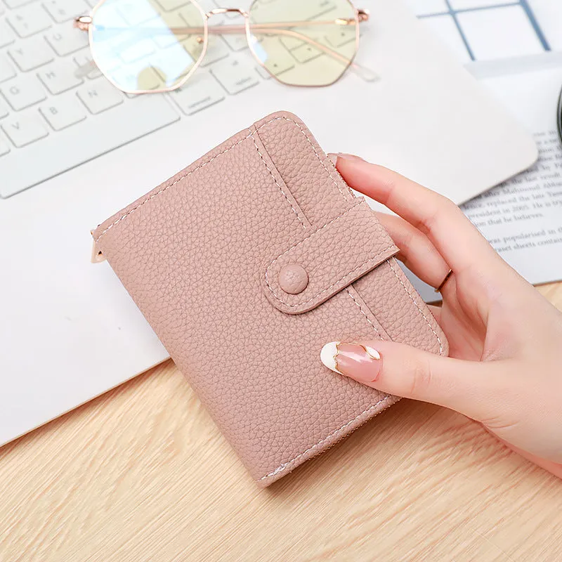 Women's Litchi Pattern Expanding Multiple Slots Korean Ladies Wallets