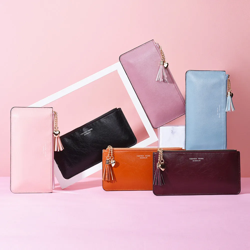 Women's Long Mobile Bright Leather Sweet Ladies Wallets