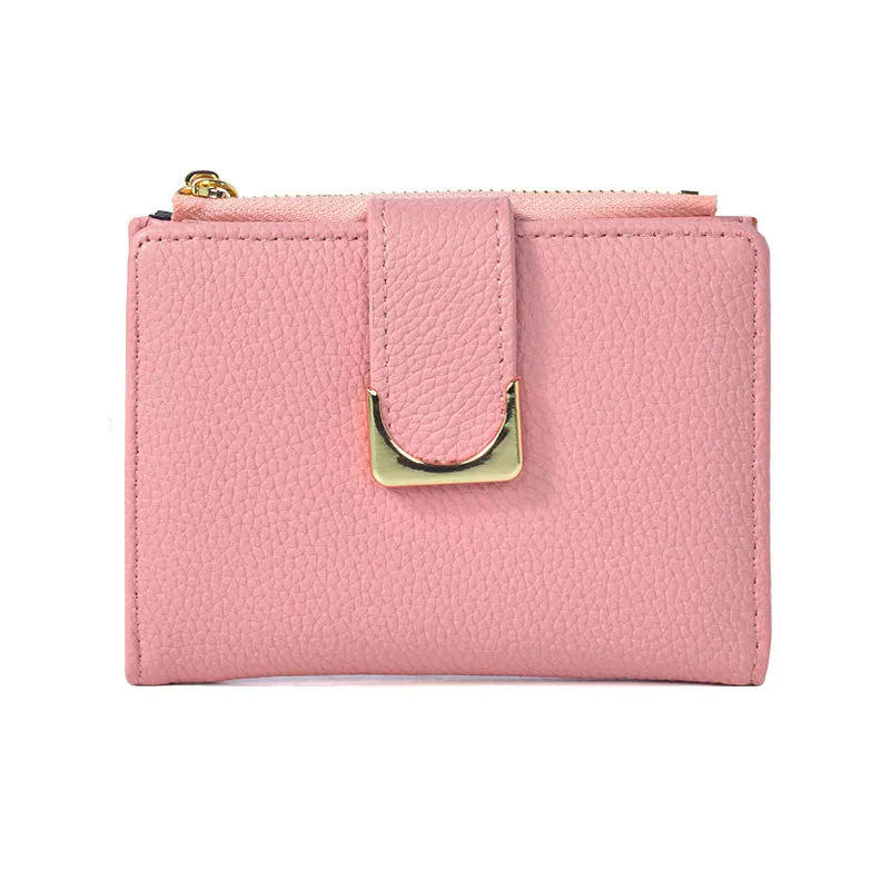 Women's Lychee Pattern Leather Short Zipper Ladies Wallets