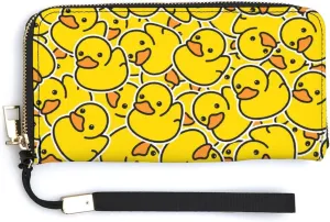 Women's Minimalist Coin Purse Wallets Large Capacity Zipper Handbag Purse For Girls Ladies Compatible with Cute Yellow Rubber Duck Wallet