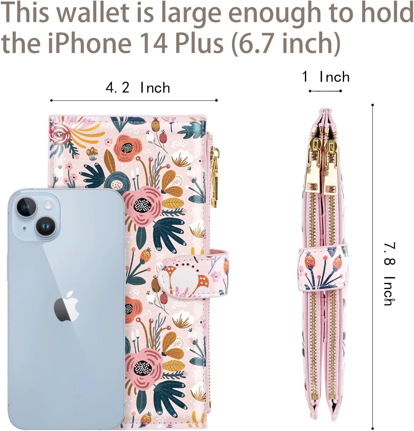 Womens RFID Blocking Large Capacity Wallet Multi Card Organizer Bifold Wallet for Women with Zipper Pocket