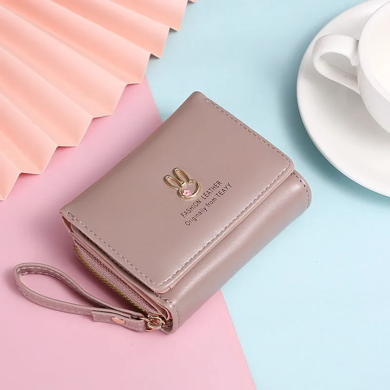 Women's Short Folding Multiple Slots Simple Fresh Ladies Wallets