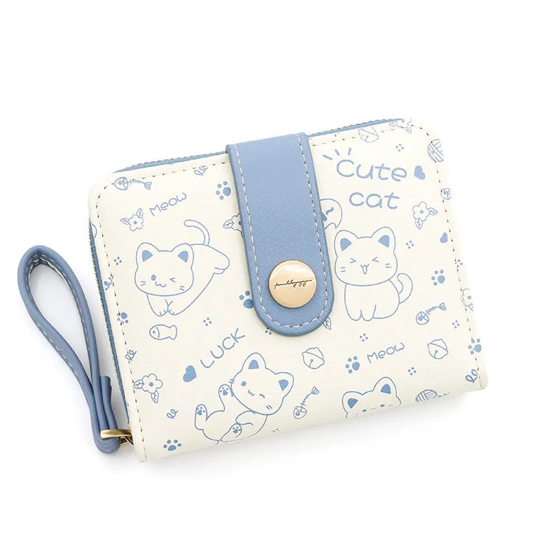 Women's Simple Cute Kitten Style Pocket Portable Ladies Wallets