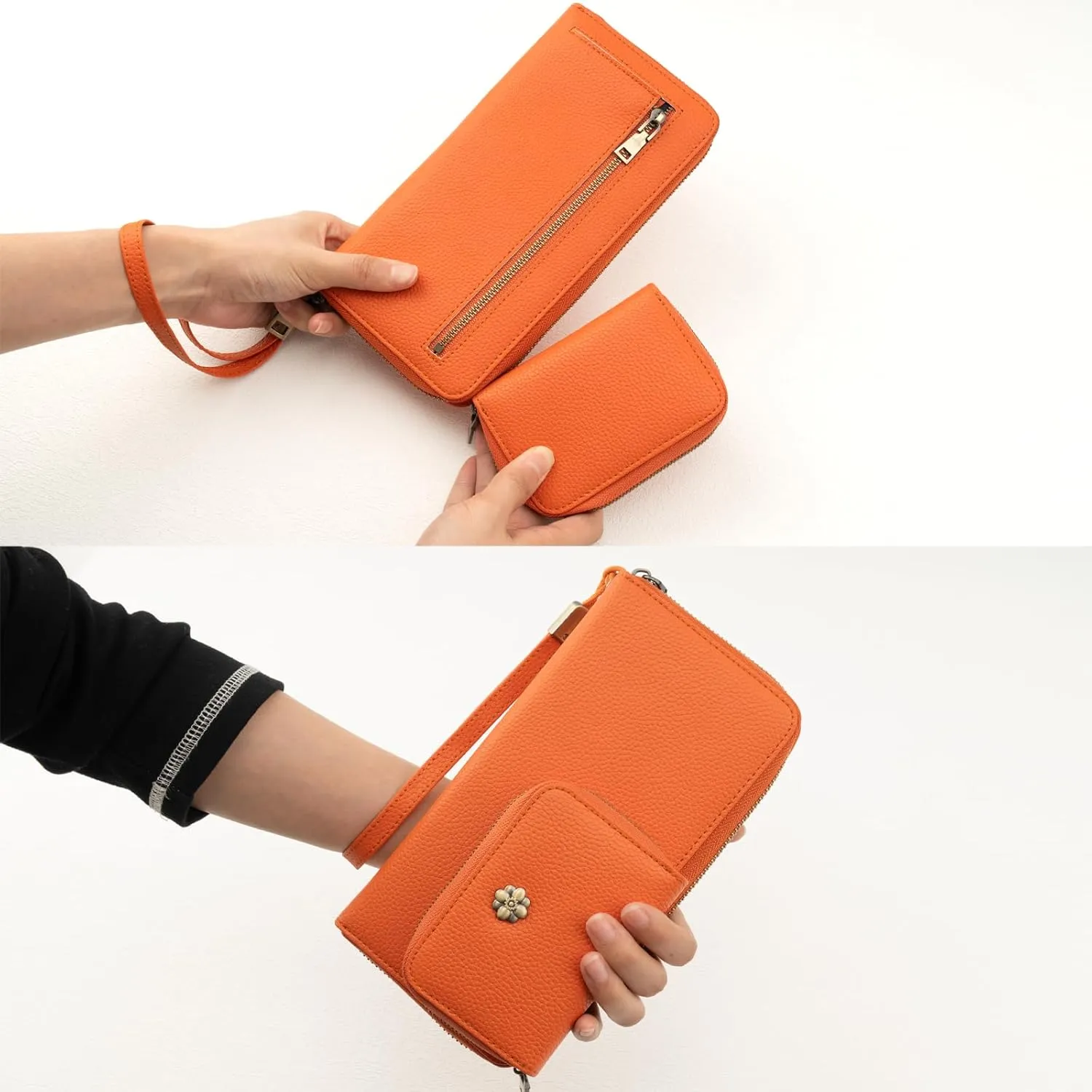Women's Wallet RFID Blocking Leather Zip Around Large Capacity Card Holder Ladies Phone Clutch Long Purse Wristlet