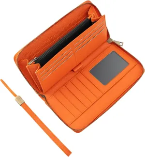 Women's Wallet RFID Blocking Leather Zip Around Large Capacity Card Holder Ladies Phone Clutch Long Purse Wristlet