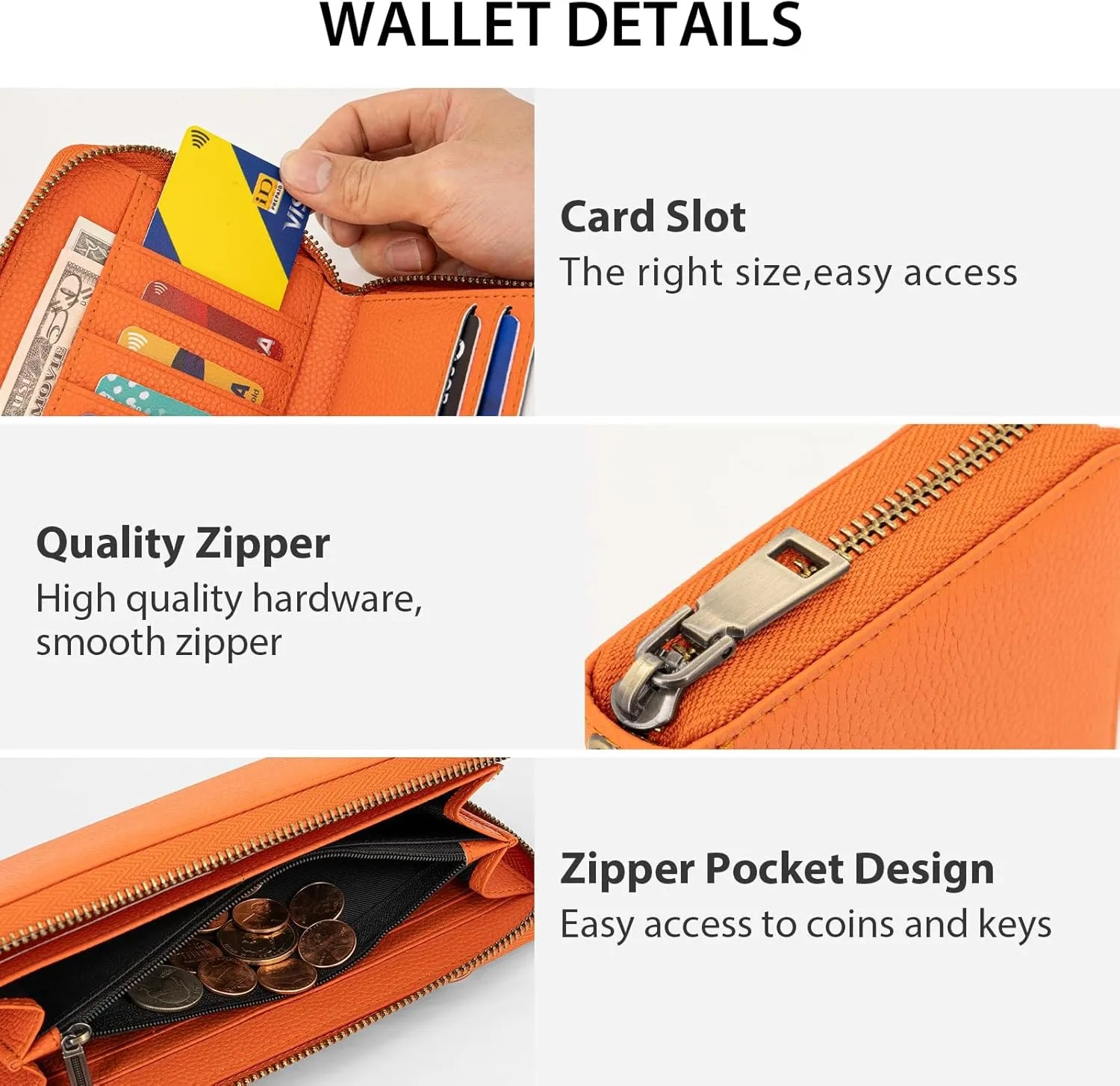 Women's Wallet RFID Blocking Leather Zip Around Large Capacity Card Holder Ladies Phone Clutch Long Purse Wristlet