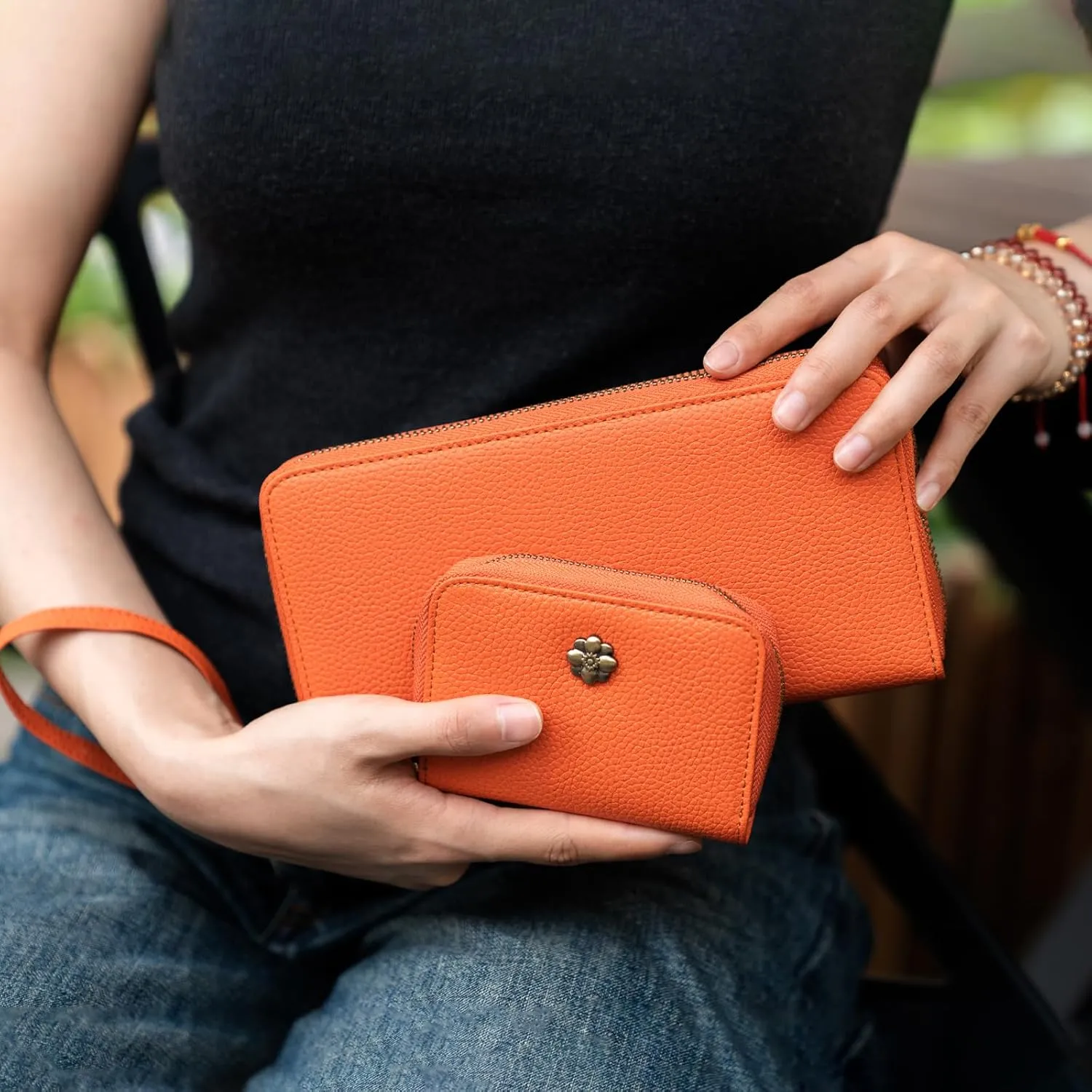 Women's Wallet RFID Blocking Leather Zip Around Large Capacity Card Holder Ladies Phone Clutch Long Purse Wristlet