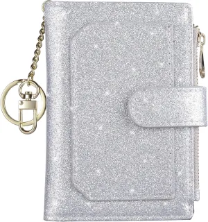 Womens Wallets RFID Small Compact Bifold Leather Card Holder Zip Pocket
