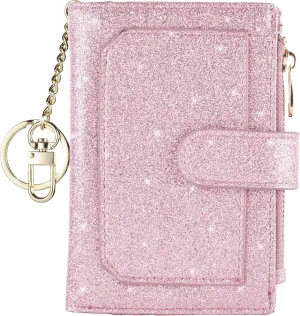 Womens Wallets RFID Small Compact Bifold Leather Card Holder Zip Pocket