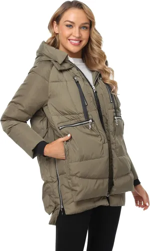 Women's Winter Thickened Down Jackets Long Down Coats Warm Parka with Hood