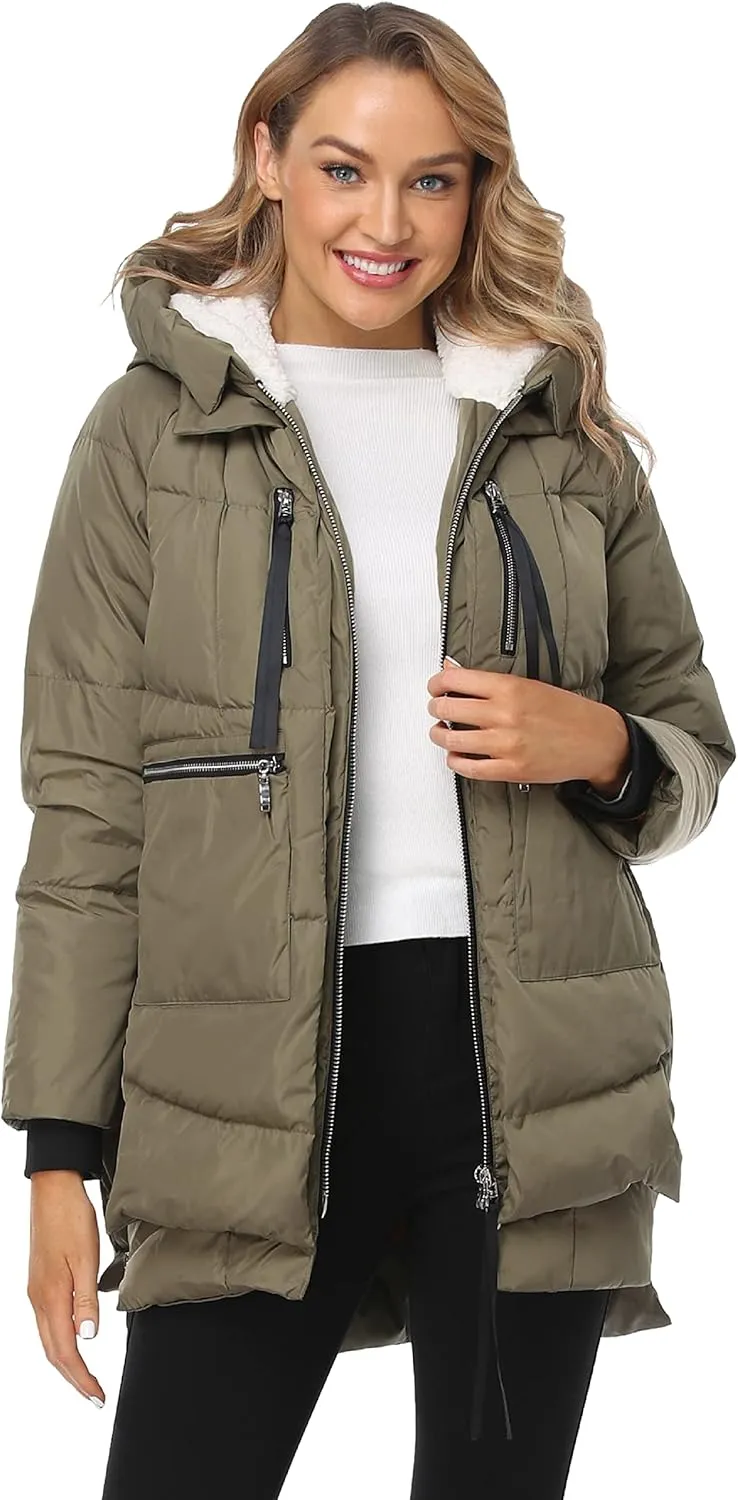 Women's Winter Thickened Down Jackets Long Down Coats Warm Parka with Hood