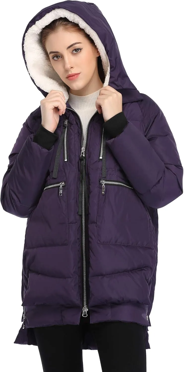 Women's Winter Thickened Down Jackets Long Down Coats Warm Parka with Hood