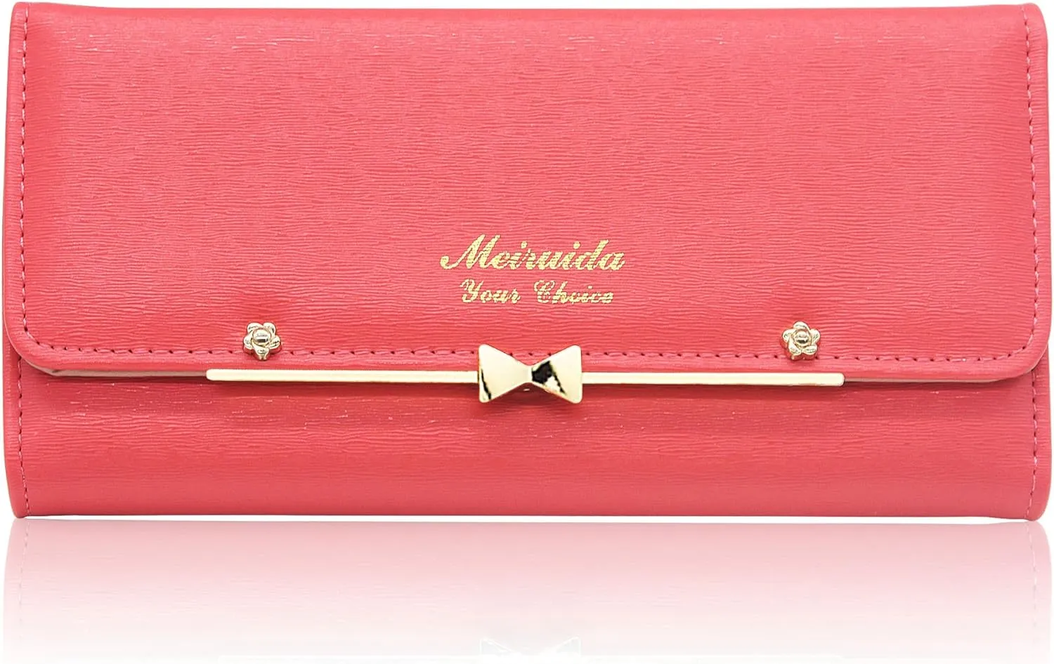WOOLALA Women Cute Bowknot Wallet Trifold Large Capacity Long Purse