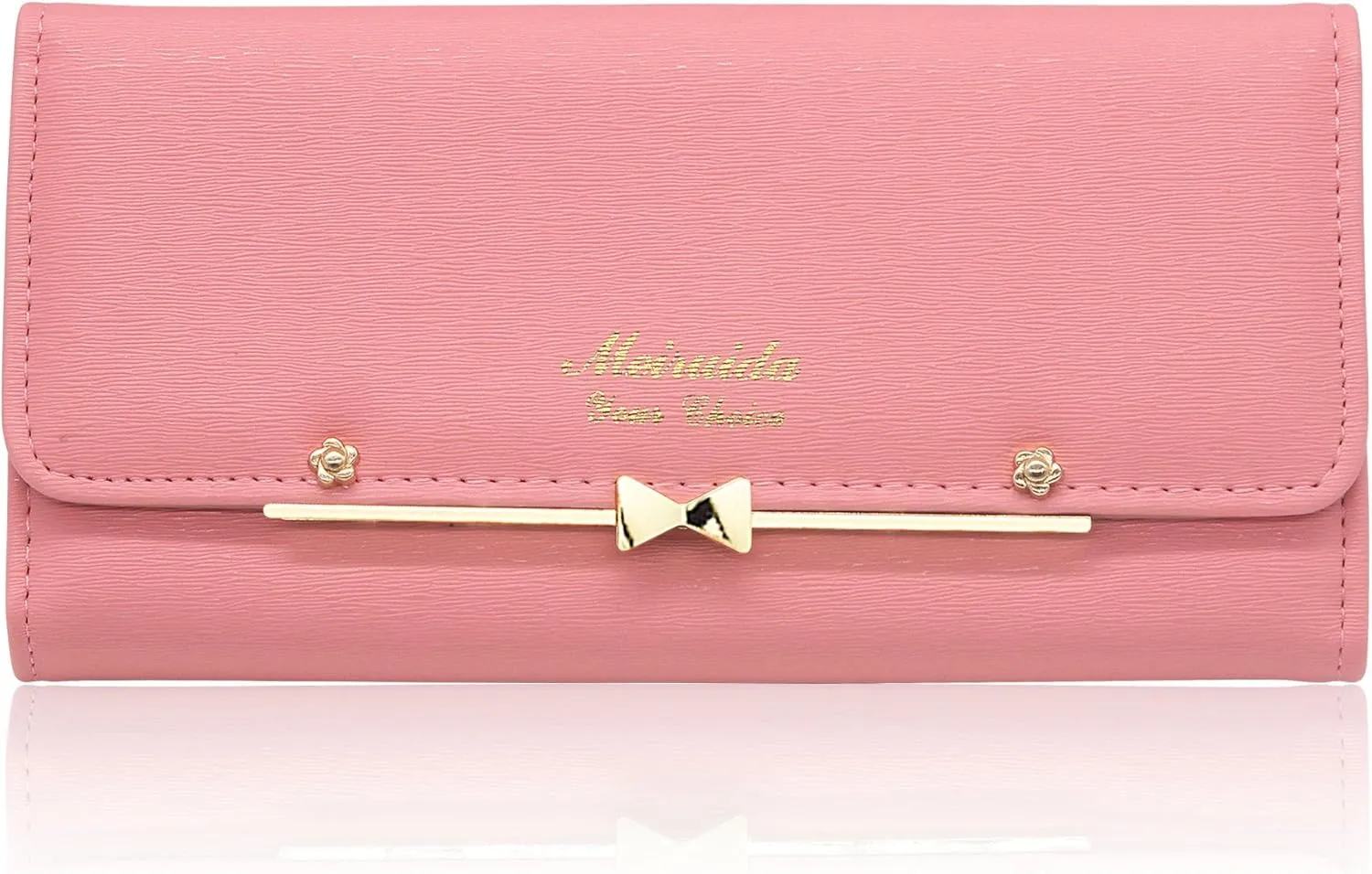 WOOLALA Women Cute Bowknot Wallet Trifold Large Capacity Long Purse
