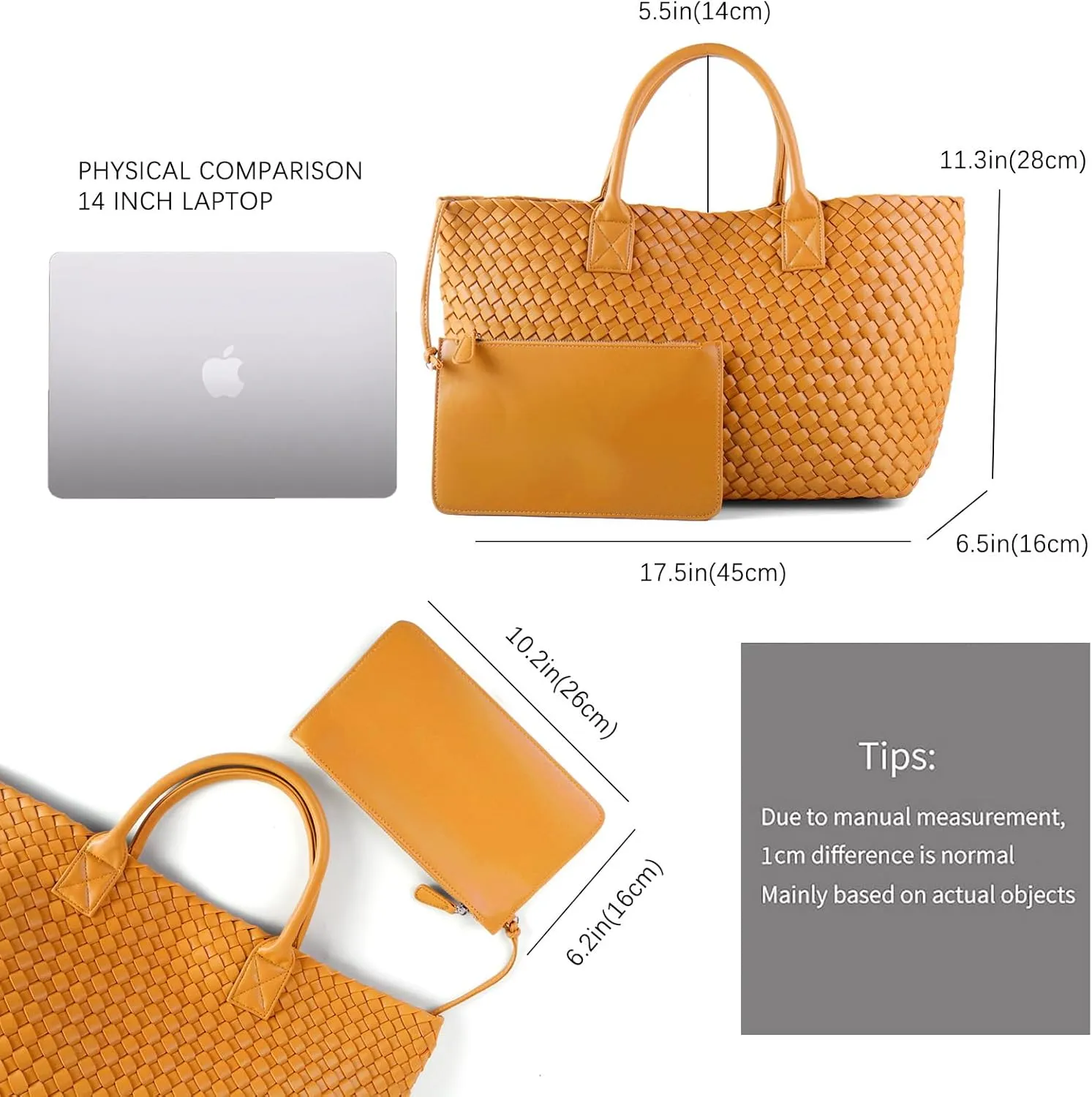 Woven Tote Bag for Women Retro Handwoven Shoulder Travel Handbag Large Capacity Hobo Vegan Leather Bags with Purse