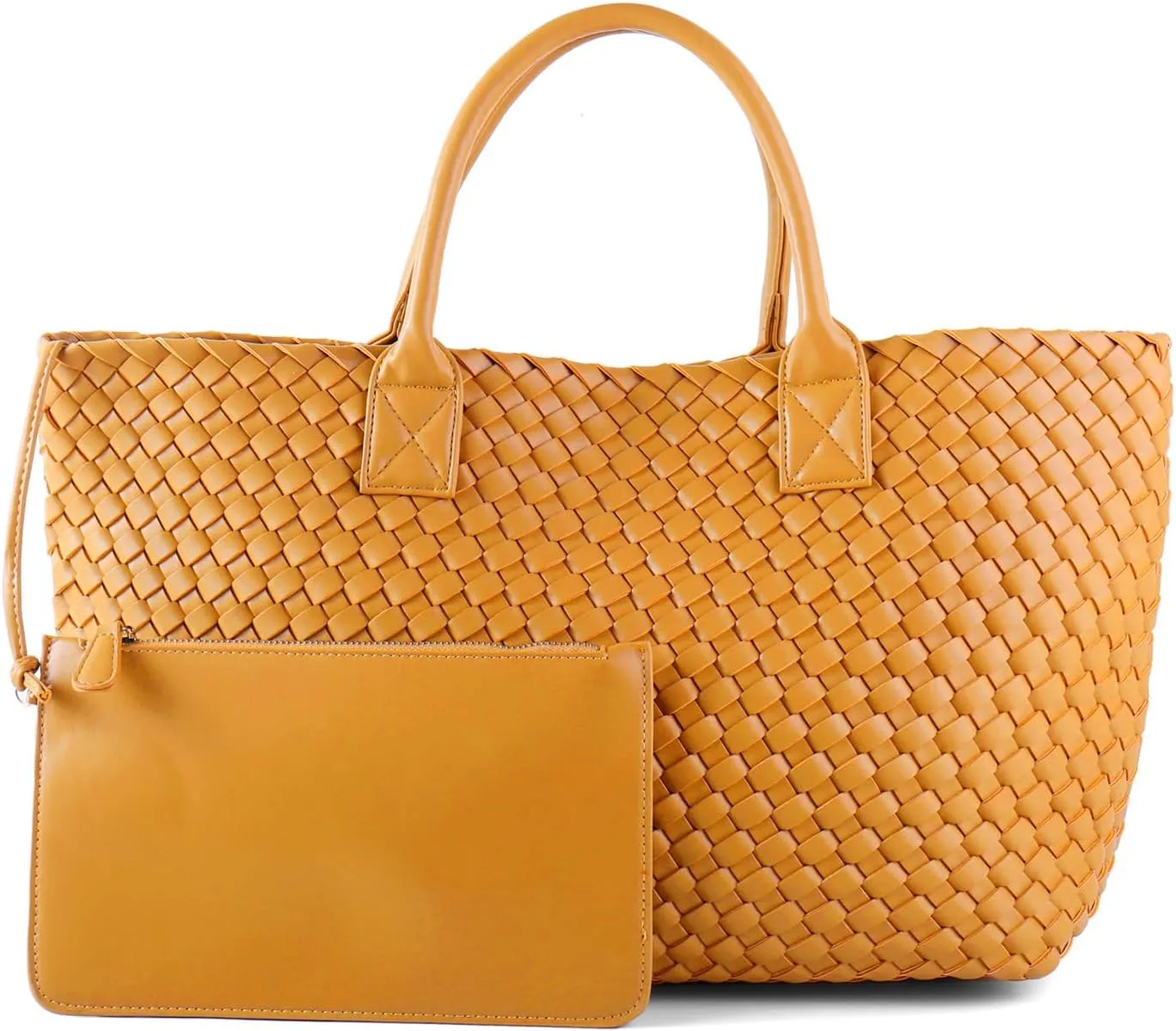 Woven Tote Bag for Women Retro Handwoven Shoulder Travel Handbag Large Capacity Hobo Vegan Leather Bags with Purse