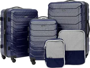 Wrangler Miami Luggage & Packing Cubes, Blue, 5 Piece Set