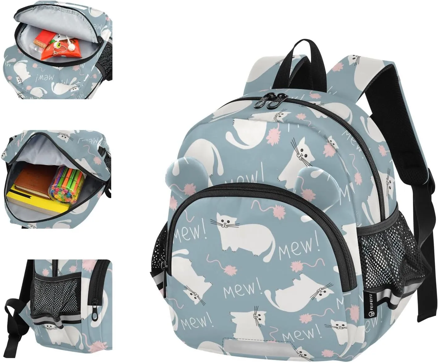 Wusikd Kids Backpack Cats Cute Pets Toddler Bags Cartoon Schoolbag for Girls Boys Kindergarten Student S