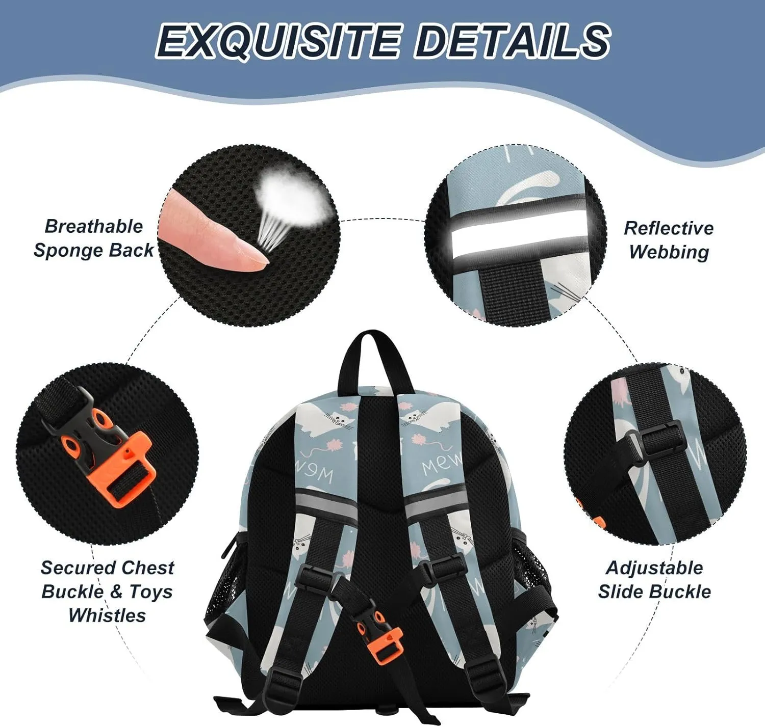 Wusikd Kids Backpack Cats Cute Pets Toddler Bags Cartoon Schoolbag for Girls Boys Kindergarten Student S