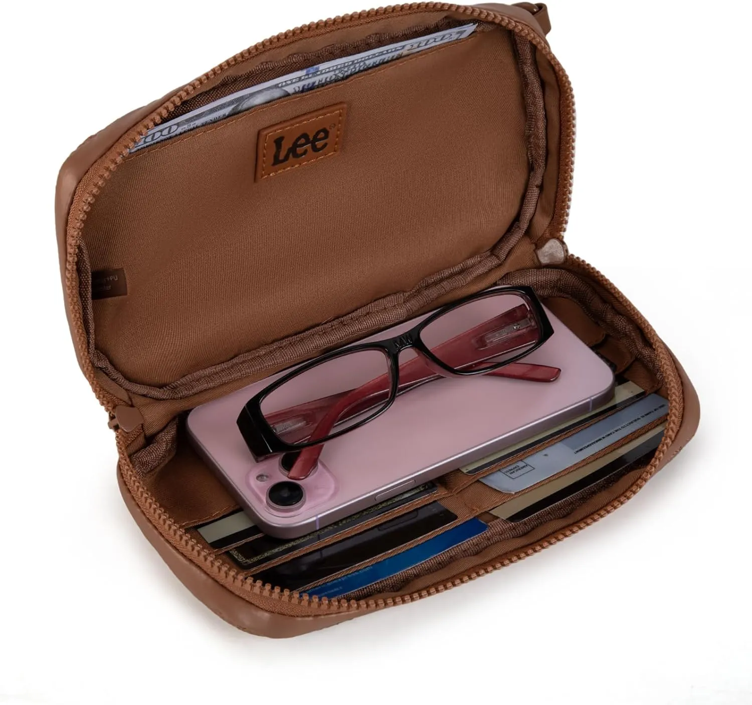 x Lee Dual Wristlet Wallets for Women, Puffer Crossbody Wallets Purse with Phone Pocket & Zipper Closure