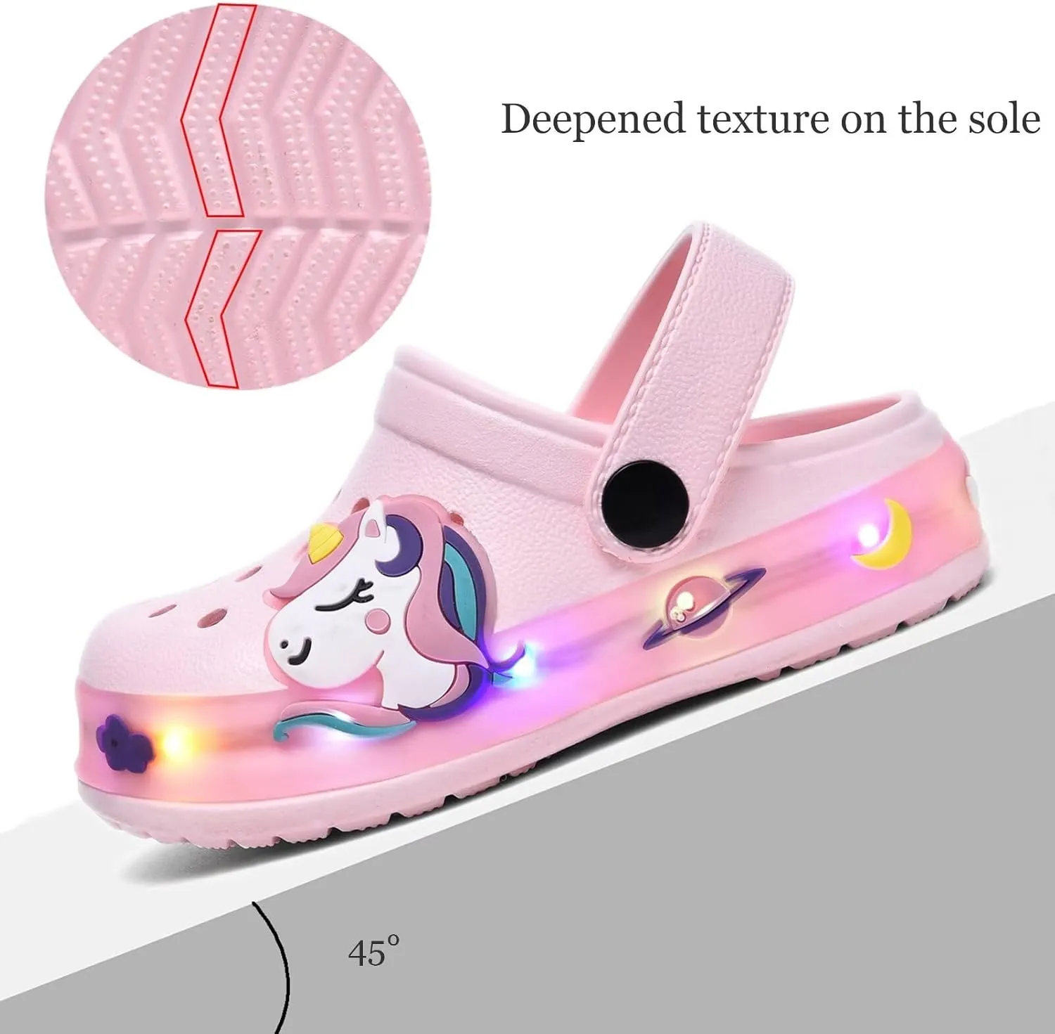 XPKWS Fur Lined Toddler Clogs Kids Slippers Fuzzy Light up Sandals Boys Girls Garden Shoes Winter Warm Cartoon Slides Slip on Lightweight