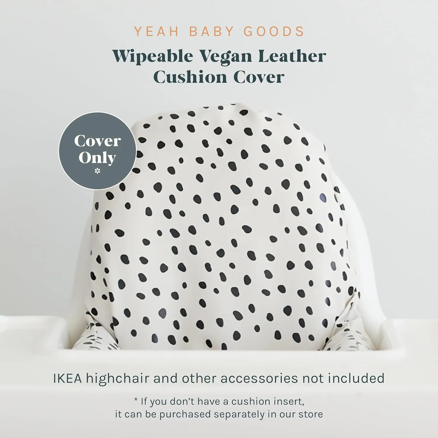 Yeah Baby Goods Wipeable IKEA Antilop Highchair Cushion Cover (Black) - Soft, Waterproof Baby High Chair Cover