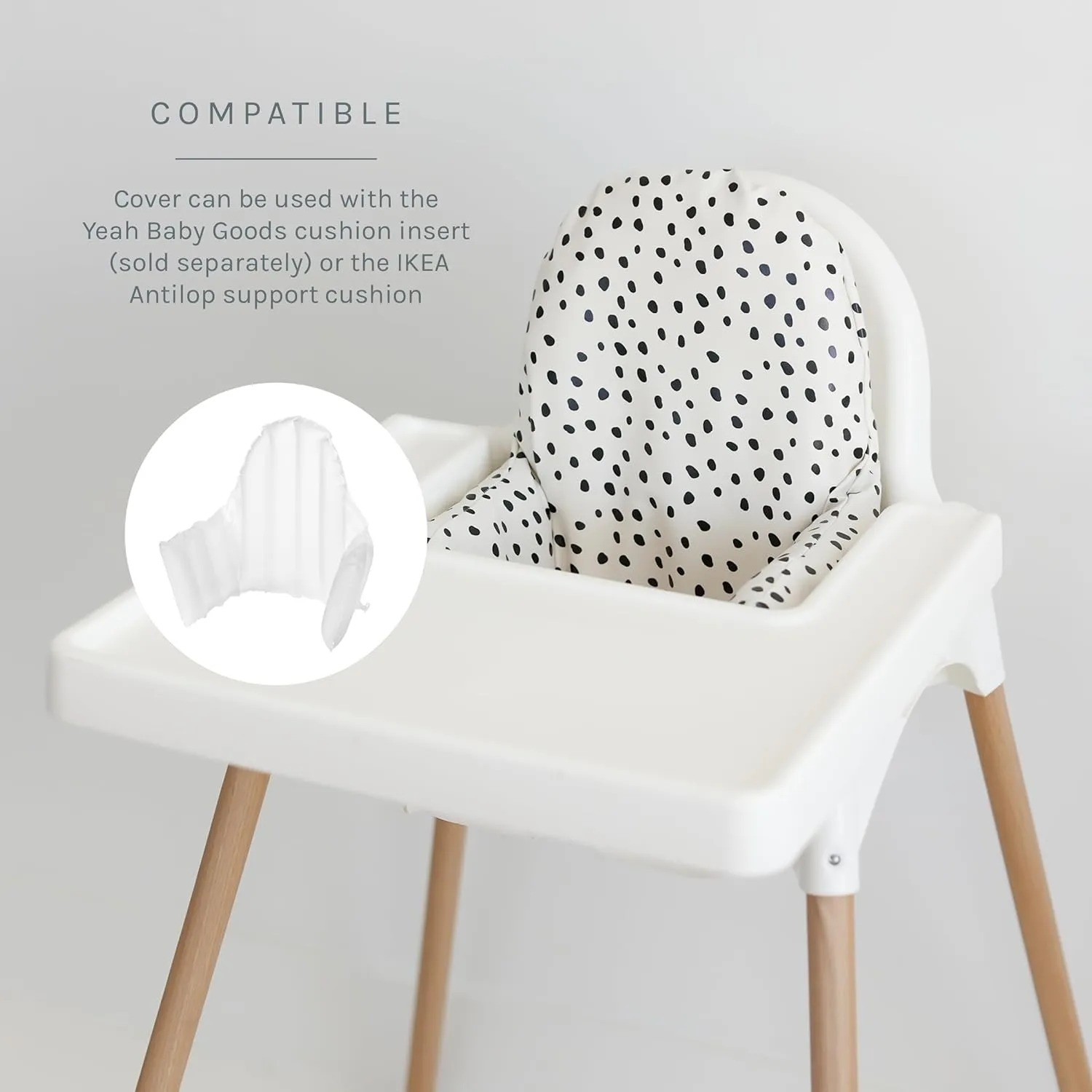 Yeah Baby Goods Wipeable IKEA Antilop Highchair Cushion Cover (Black) - Soft, Waterproof Baby High Chair Cover