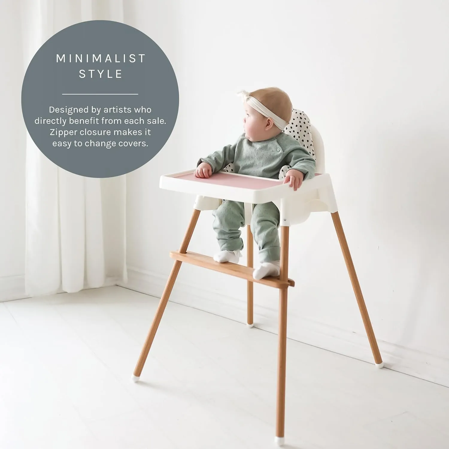 Yeah Baby Goods Wipeable IKEA Antilop Highchair Cushion Cover (Black) - Soft, Waterproof Baby High Chair Cover