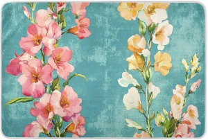 Yellow Pink Flowers Teal Extra Large Resuable Toddler Mattress Pads Water Resistant Potty Training Pads Anti-Lip Diaper Pads for Infant Toddler 52" L x 34" W
