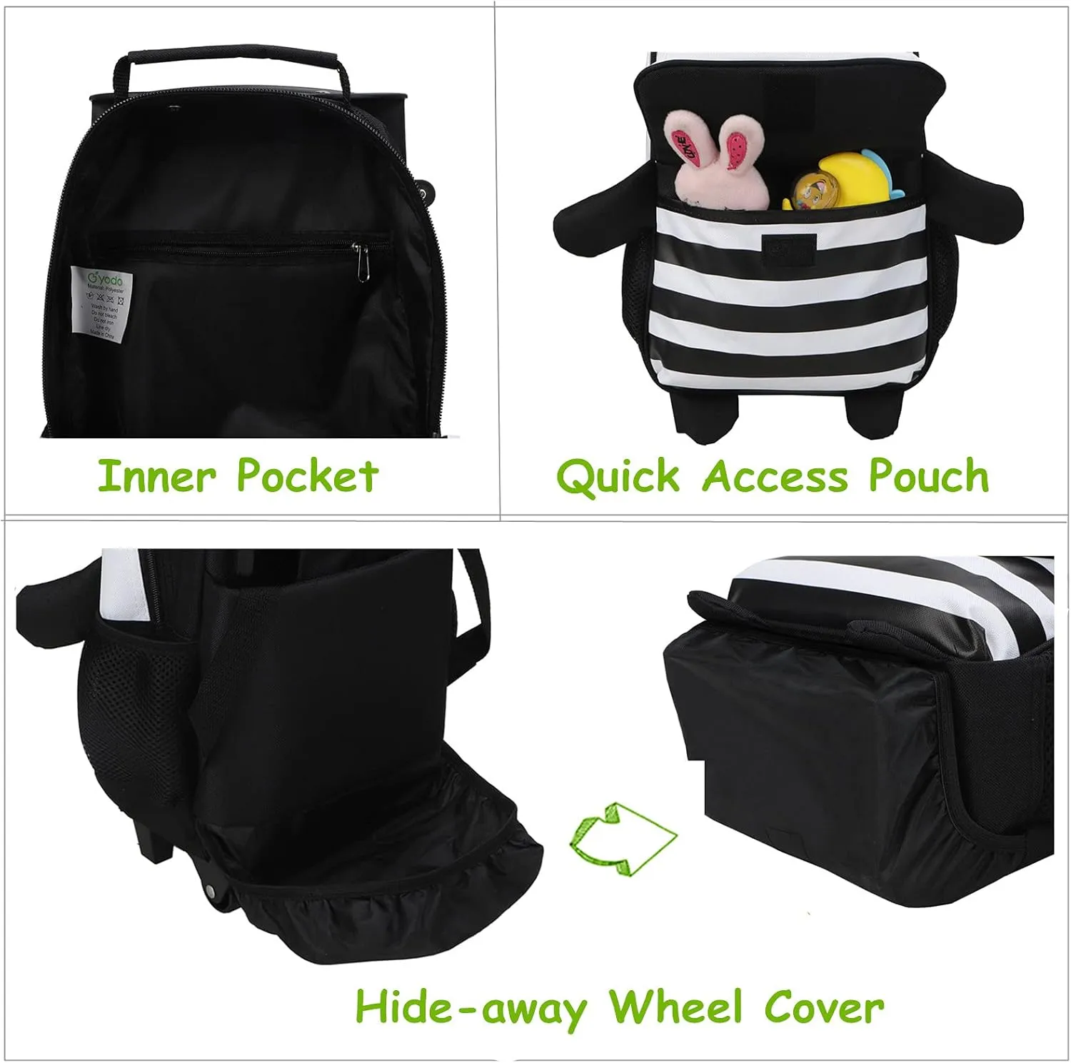 Yodo 3-Way Kids Suitcase Luggage or Toddler Rolling Backpack with wheels