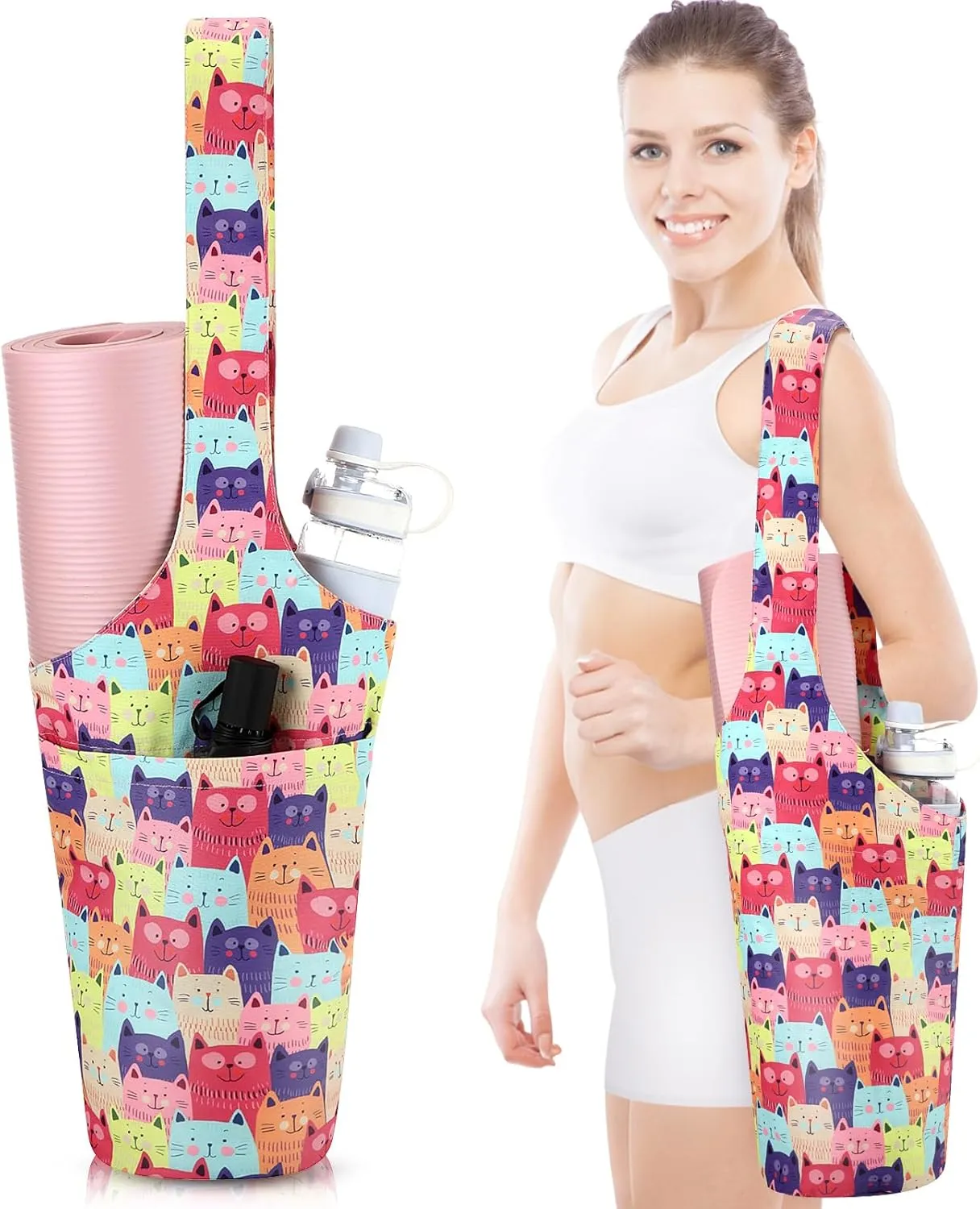 Yoga Mat Bag Yoga Bags With Shoulder Strap Gym Pocket Sack Long Sports Carrier Tote Exercise Pad Holder For Women Yogi