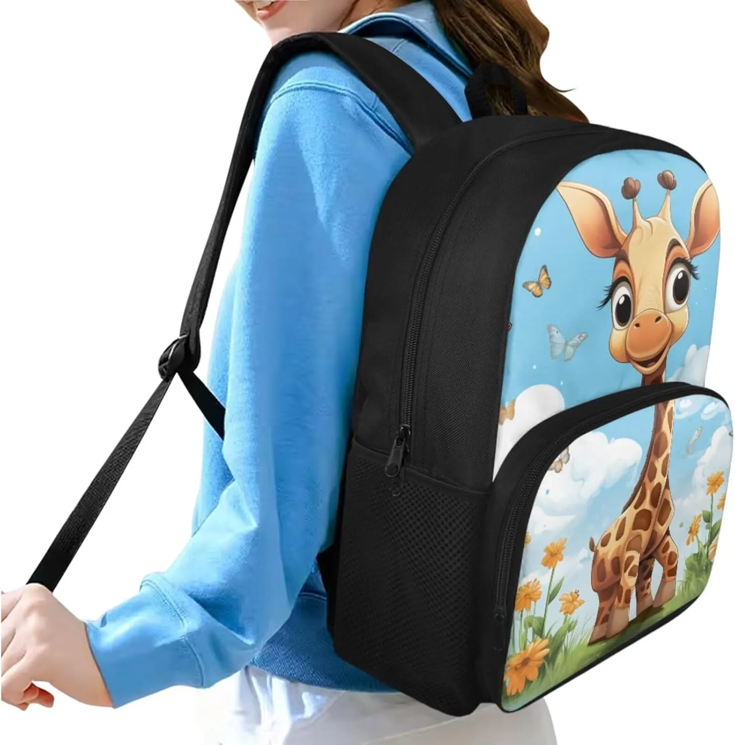 Ystardream Cartoon Giraffe Elementary School Backpack for Girls with Lunch Box and Pencil Case Lightweight School Bookbag for Teens Girls Boys 3 in 1 for Kids School Bag Book Bag Set 15 inch