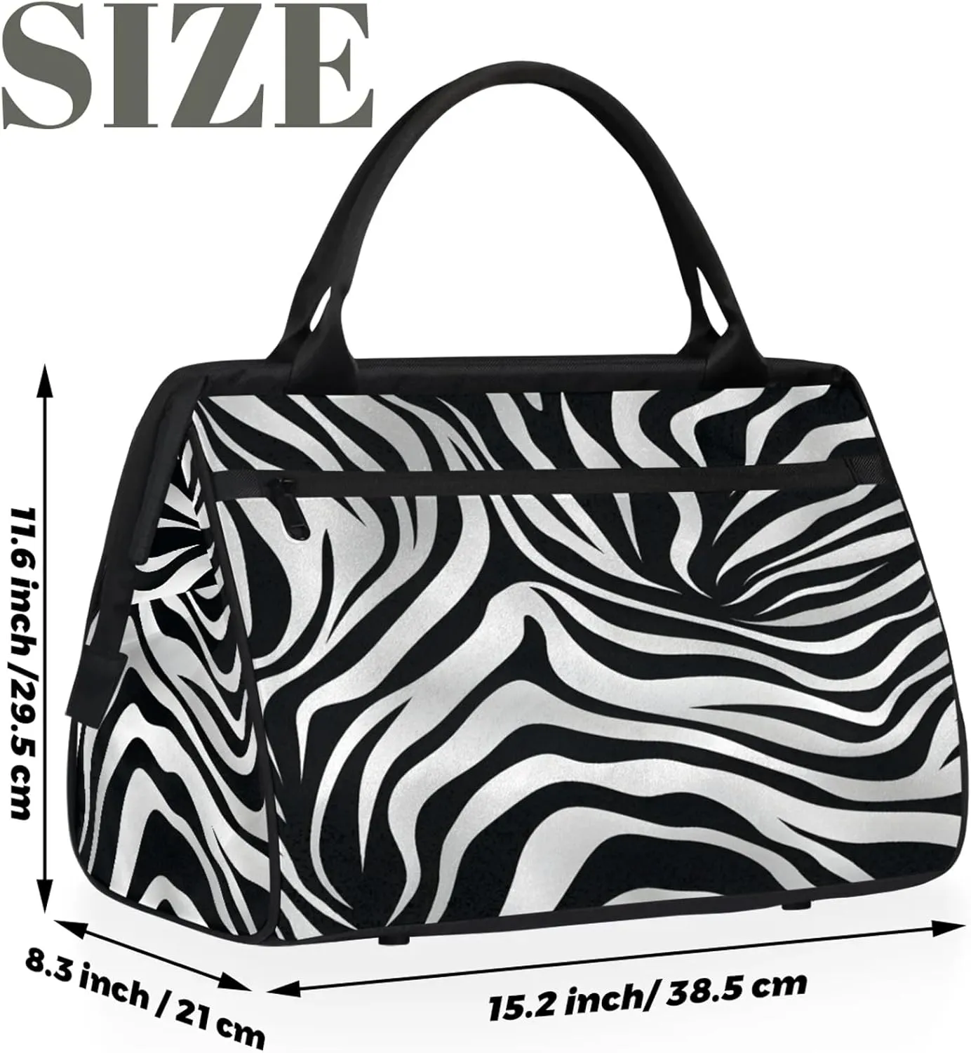 Zebra Animal Skin Large Travel Duffel Bag Gym Tote Bag for Women Men Waterproof Weekend Overnight Bag Carry On Tote Luggage with Pocket Personal Item Bags Sports Bag fit Travel Sports Gym Yoga